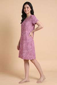 Zivame Mixed Fruit Buttersoft Knit Poly Knee Length Nightdress With In Built Camisole - Red Violet — thumbnail 2